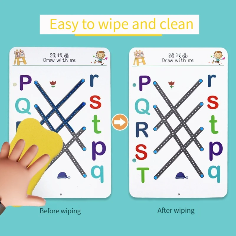 Magical Tracing Workbook ชุด Reusable Magic Practice Copybook สําหรับเด็กพร้อมปากกาวาดและยางลบการเรียนรู้การเขียนหนังสือ