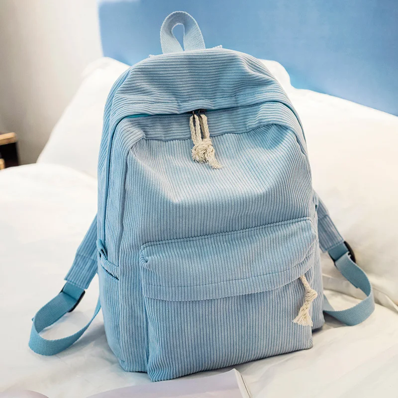 Corduroy Schoolbag Solid Color Campus Bag Personalized Travel Simple Corduroy Backpack Unique Gifts