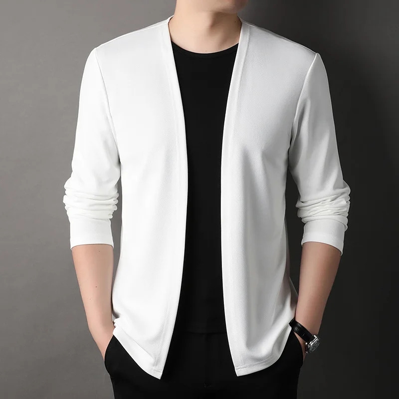 Neue Herbst Mode-Trend Einfarbig Stehen Hals Strickjacke Gestrickte Langarm Bequeme Casual männer Gestrickte Pullover Tops