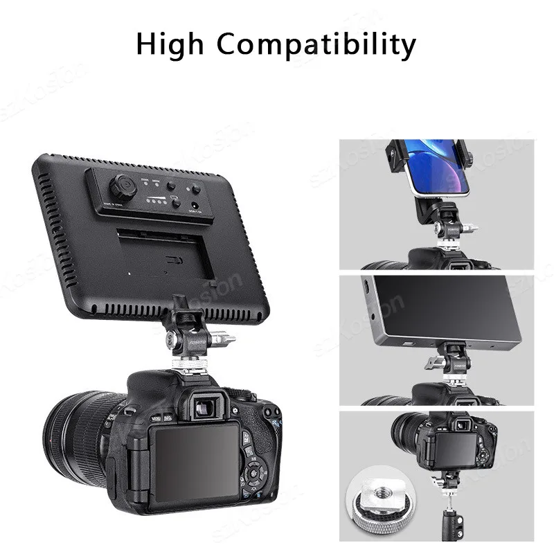 Mini Monitor Mount Holder Tripod Head with Cold Shoe Mount Adapter Swivel and Tilt Adjustable for Flash Microphone Fill Light