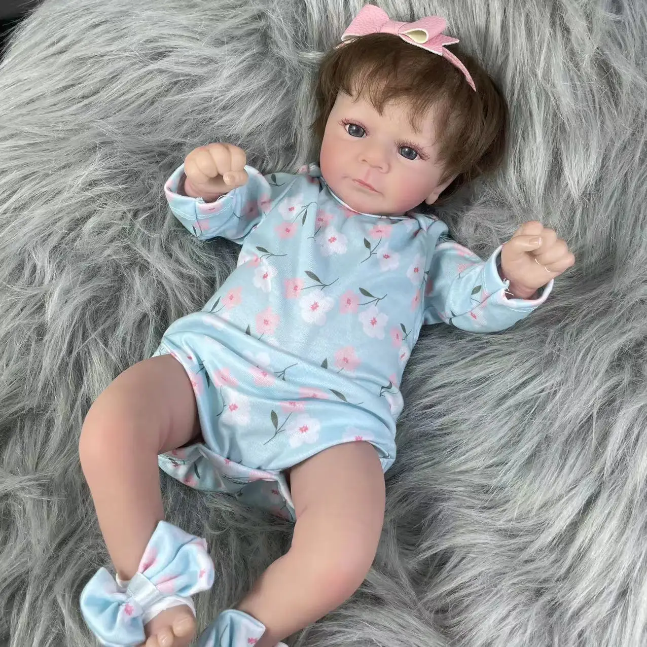 18 インチすでに完成したリボーンベビードールフェリシア愛らしい女の子リアルな人形 3D 肌の色静脈人形ギフト人形アクセサリー