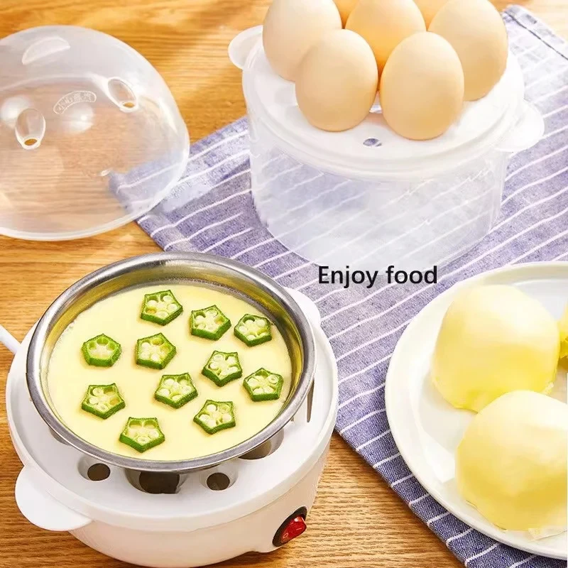 Hervidor de huevos multifuncional, vaporizador de huevos eléctrico, máquina de cocina de desayuno, cocina de huevos de doble capa, Mini vaporera, cazadorero de cocina