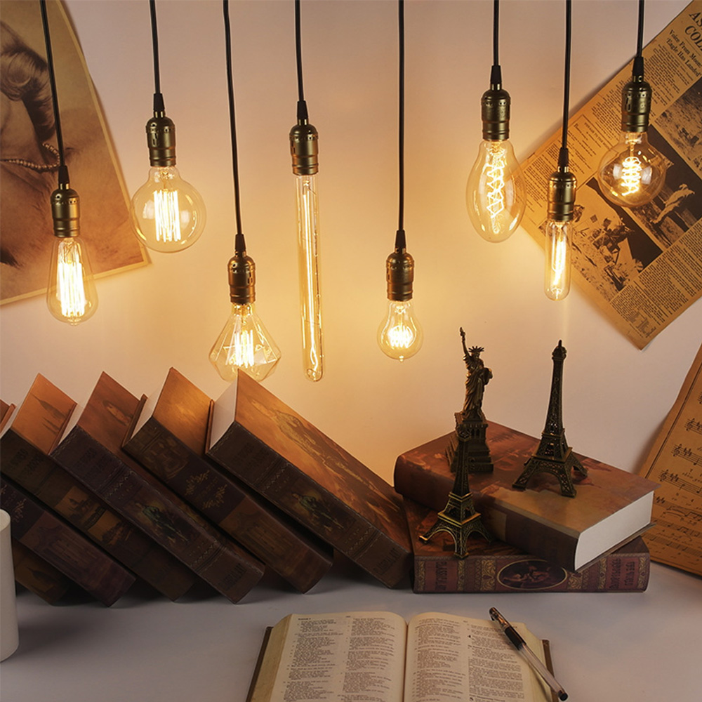 Lâmpada Edison Retro Dimmable, Lâmpada de filamento, Ampola Vintage, Lâmpada incandescente, Decoração para casa, E27, 220V, 40W