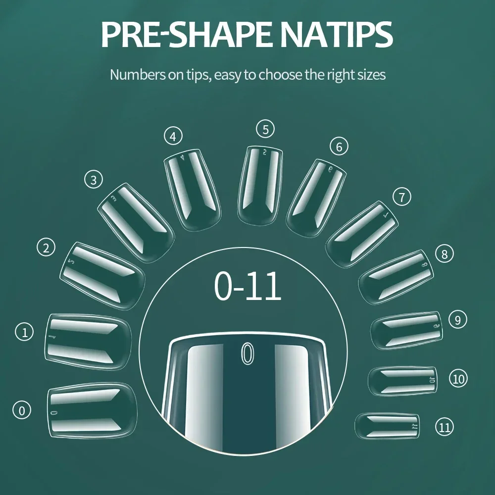 NAILPOP puntas de uñas de Gel suave 600 Uds Pre-Buff cubierta completa ataúd almendra forma ovalada puntas de extensión de uñas medio mate Gel X uñas postizas