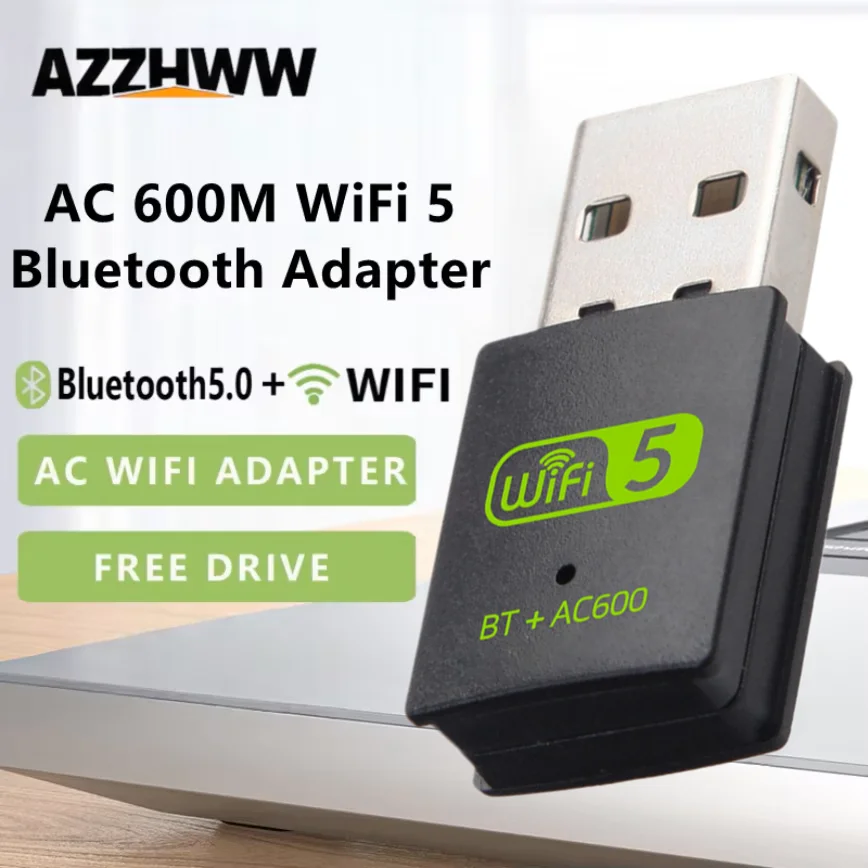 2 в 1 USB WiFi Bluetooth-адаптер 600 Мбит/с двухдиапазонный 5G/2,4G USB Wi-Fi-адаптер USB Bluetooth-адаптер Беспроводная сетевая карта для ПК