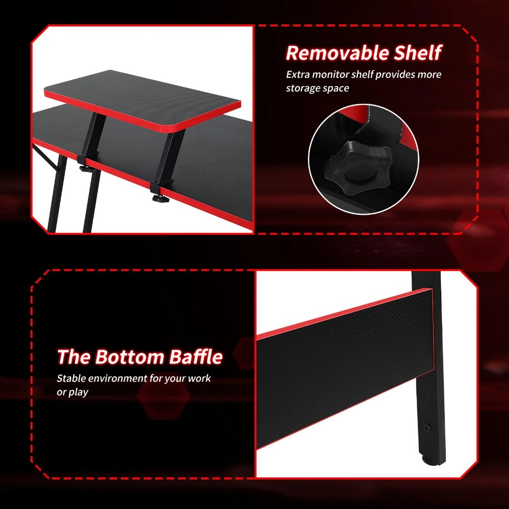 L Shaped Gaming Desk 50 Inch Corner Computer Desk, Home Office Desk with Large Tabletop Gaming Table, Black