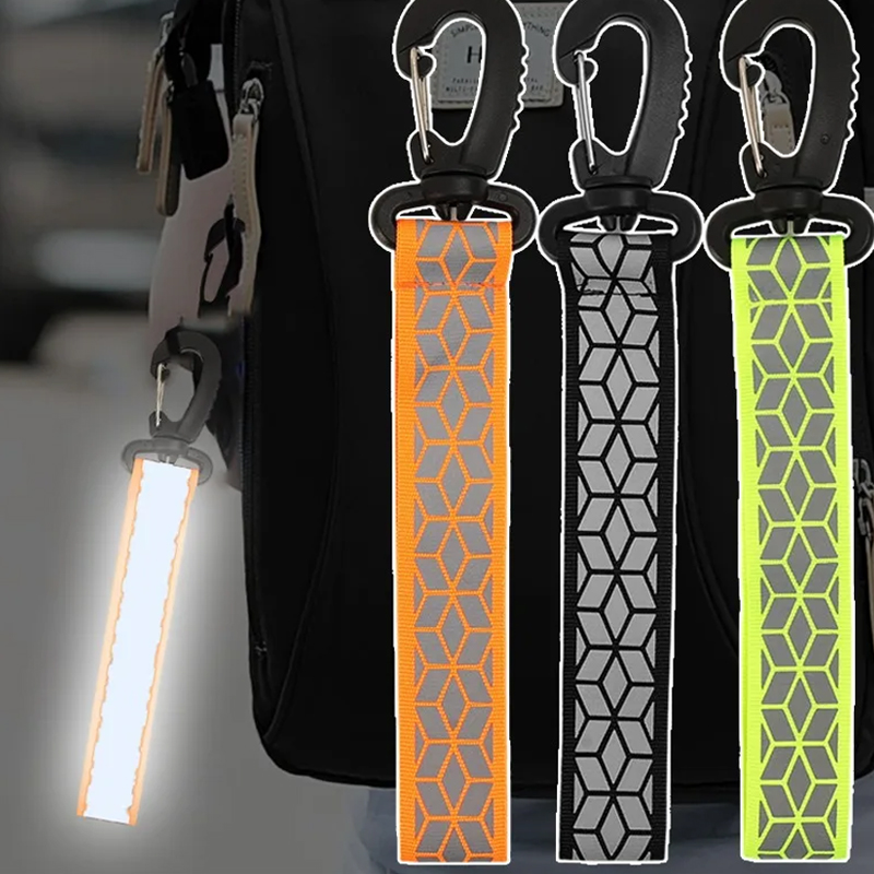 2Pcs Reflective Straps Pendant Keychain For Outdoor Camping Night Running Cycling Backpack Safety Lightweight Bright Keyrings