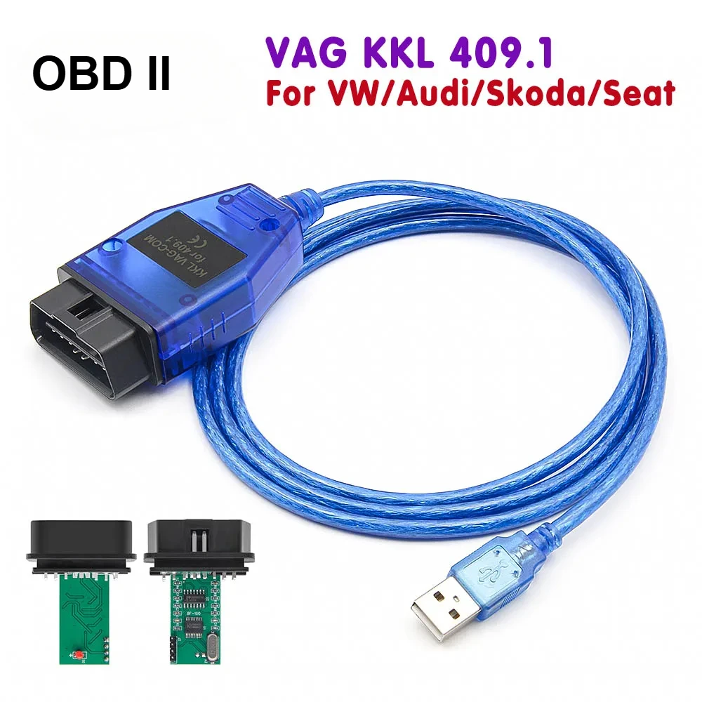 Vag kkl 409.1 com ch340t obd 2 obd2 carro diagnóstico vag com cabo de interface 409 1 para vw/audi/skoda/seat ferramenta scanner automático