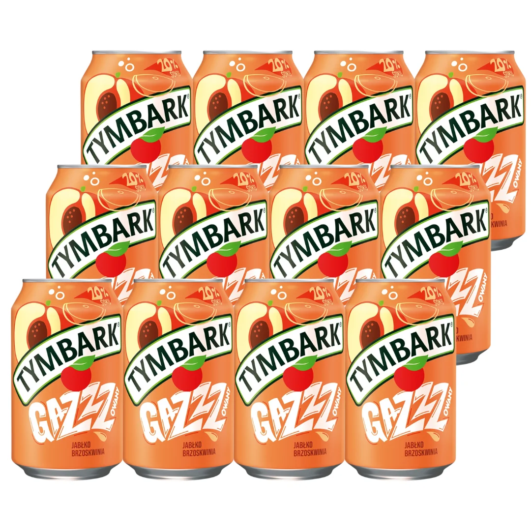 Tymbark Gazzzowany Napój gazowany jabłko brzoskwinia 330 ml x 12 sztuk