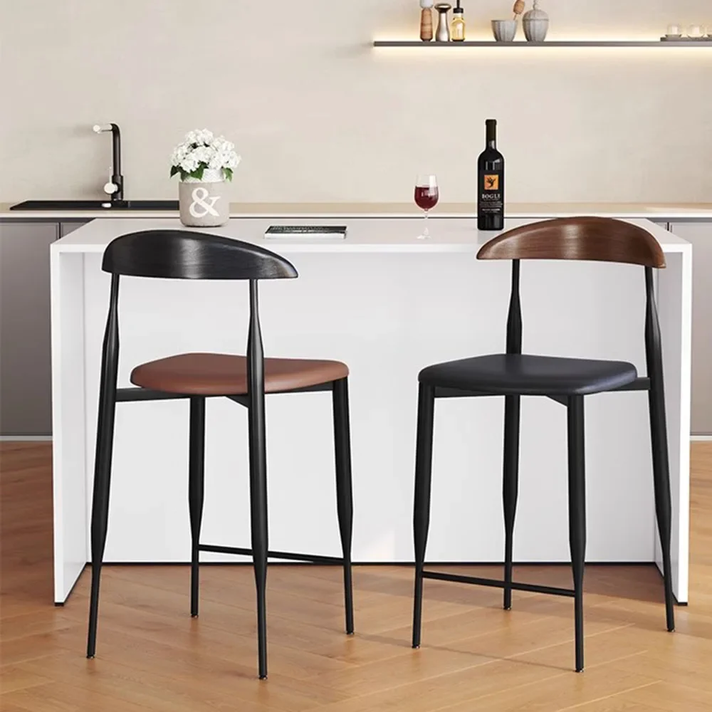 Modern Comfortable Bar Stools Aesthetic Counter Designer Ergonomic Makeup High Dining Chair With Back Balcony Library Furniture