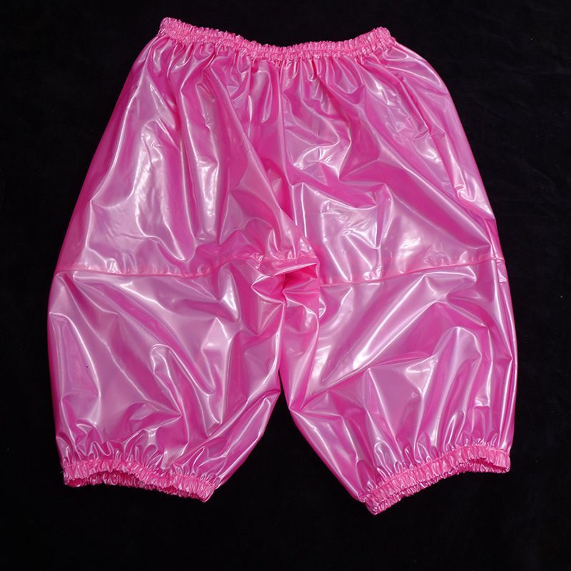 Shorts de cintura elástica à prova d'água de PVC para praia de verão