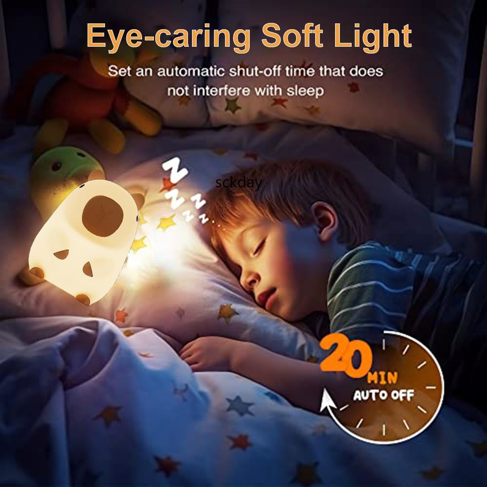 Adorkable Silicone LED Capybara Night Light Animal Lamp Touch Sensor Nightlight Children Kid Bedside Bedroom Decor Birthday Gift