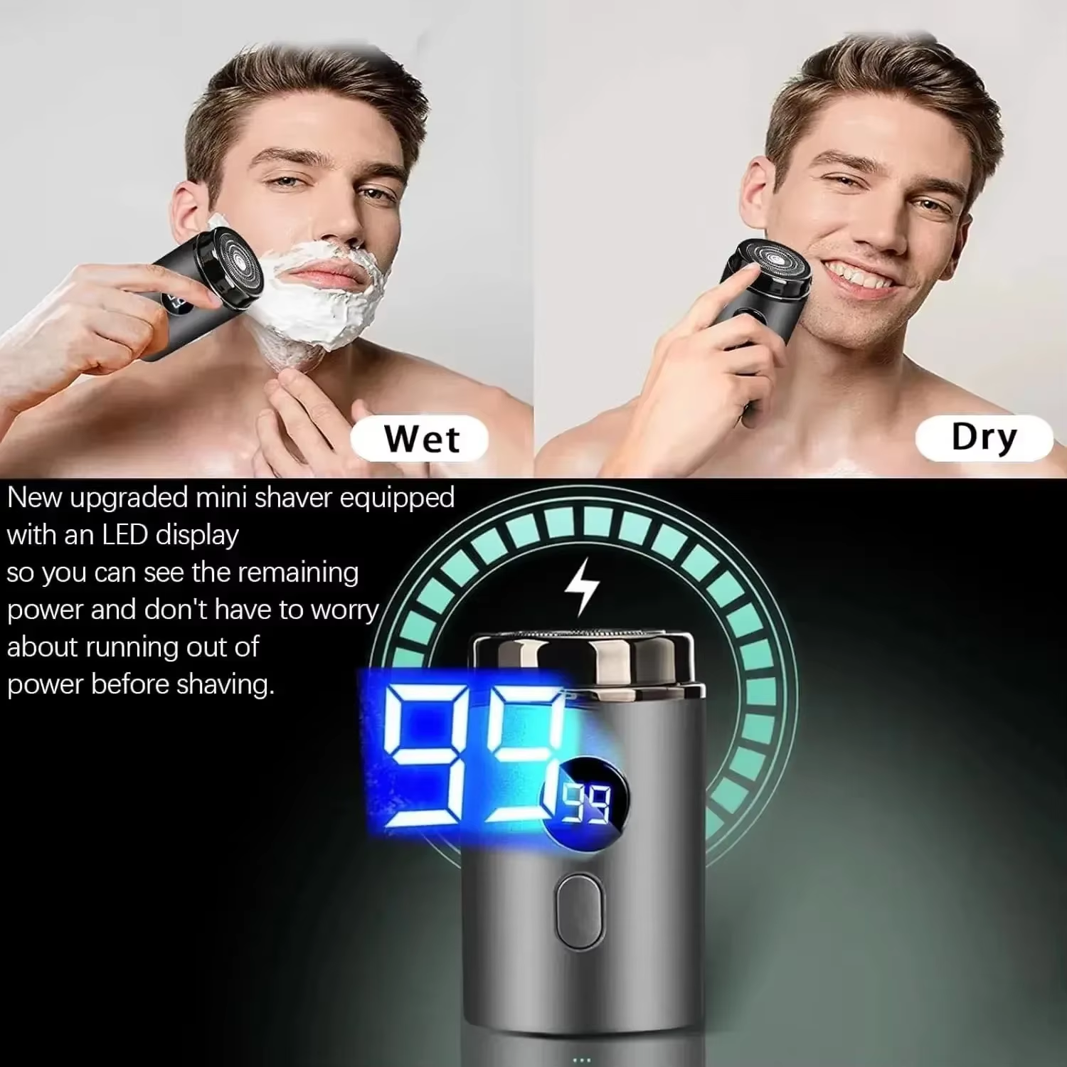 Männer Elektrische Mini Rasierer Wiederaufladbare Typ-c Lade Auto Tragbare Led Digital Display Nass & Trocken Rasierer Männer Frauen hause Rasierer