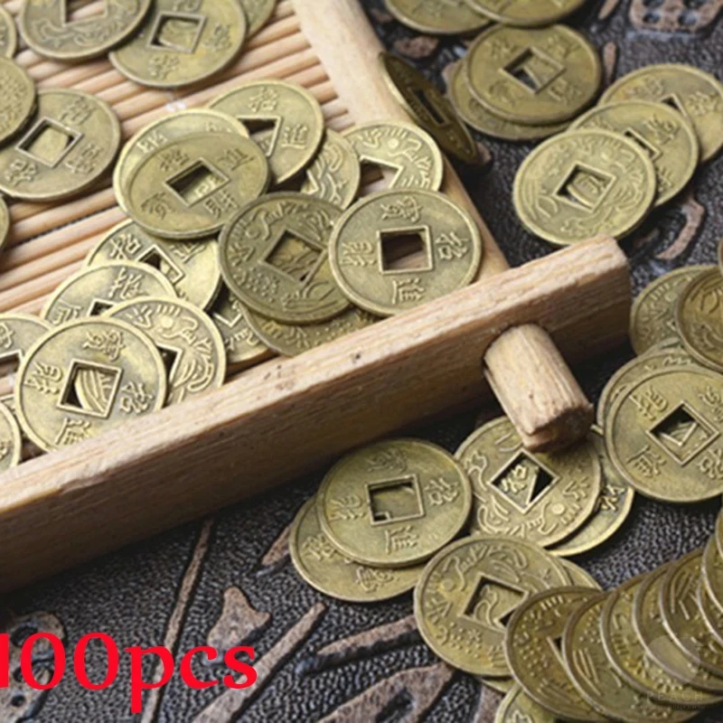 100 Uds monedas antiguas artesanales monedas de Feng Shui monedas chinas antiguas I Ching para encanto de riqueza saludable