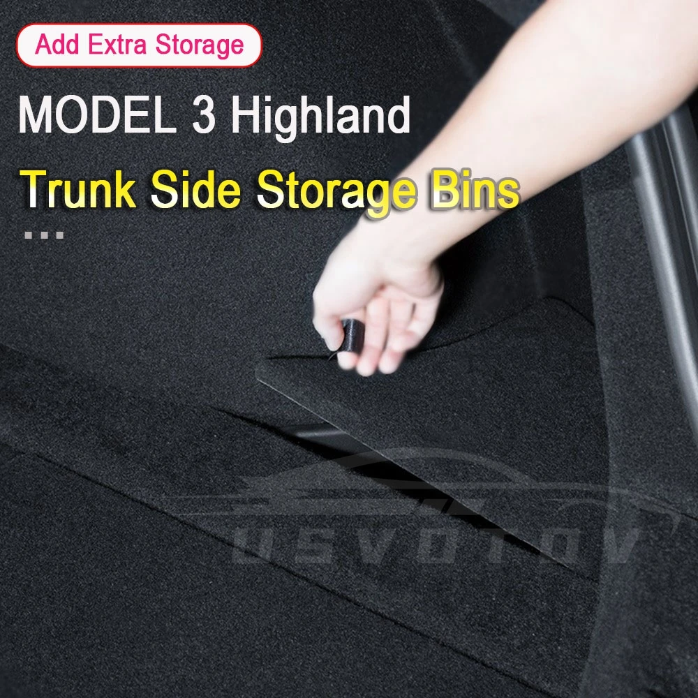 Voor 2024 2025 Tesla Model 3 hoogland Kofferbak Side Opbergdoos met Cover Staart Boot Organizer Partitie Decoratie accessoires