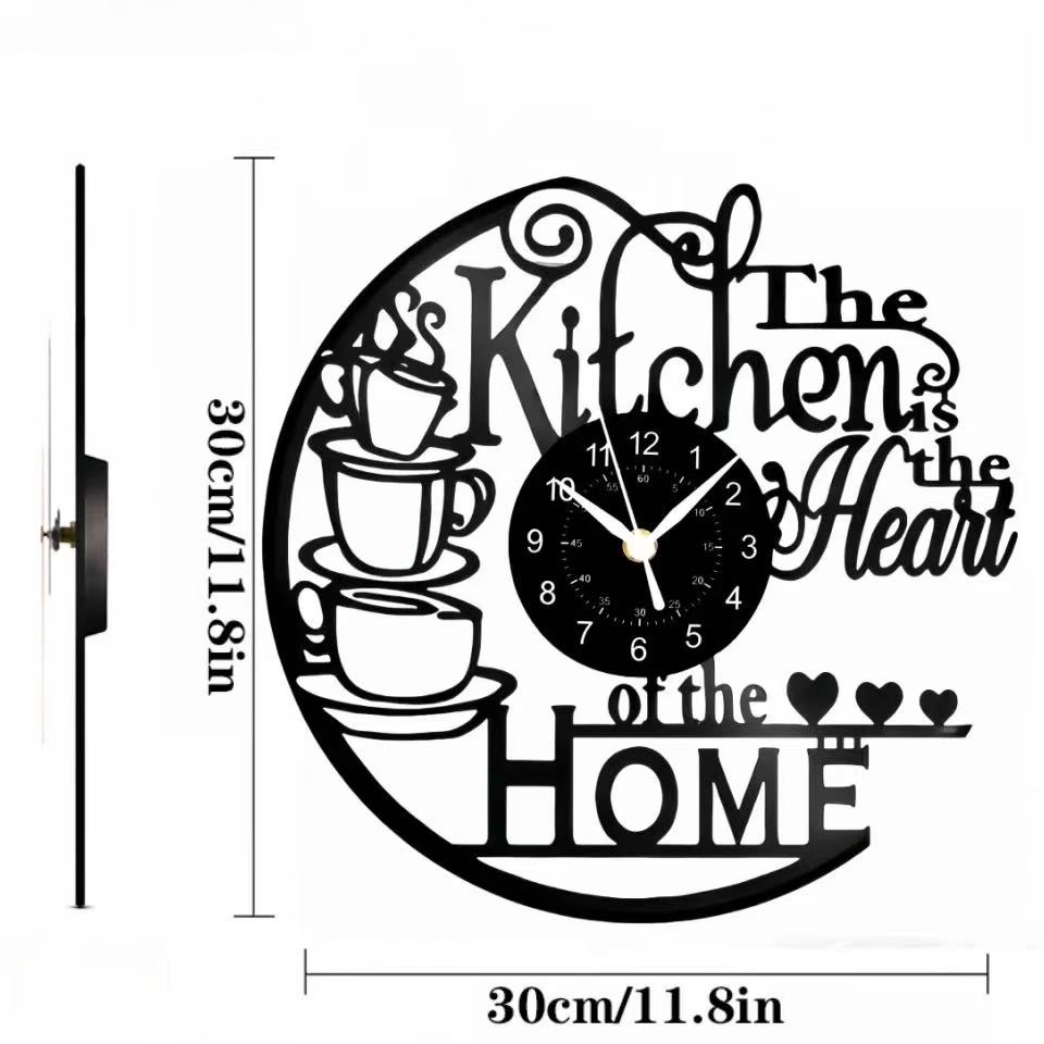 ห้องครัวตกแต่งบ้าน Vinyl Record Wall Clock ออกแบบโมเดิร์นร้านกาแฟตกแต่งห้องครัว Retro Art Silent Wall นาฬิกา