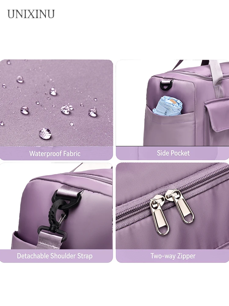Unixinu bolsa de viagem de mão, grande capacidade, weekender, noite, duffle, com compartimento para sapatos, esportes, fitness, para mulheres