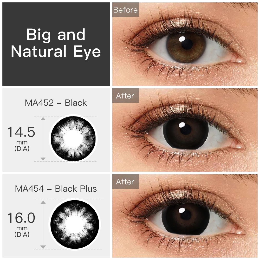 (0 ~ -8.0)16.0Mm Đôi Mắt To Màu Kính Áp Tròng Năng Đen Màu Kính Cho Đôi Mắt Vẻ Đẹp Mỹ Phẩm Màu Nâu 2PC ống Kính