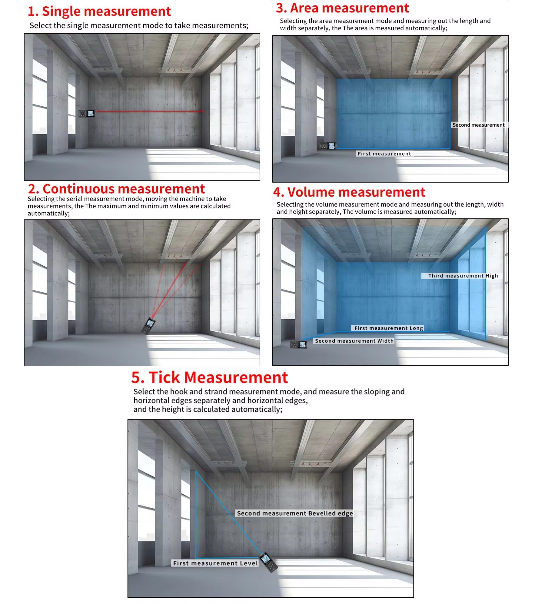 Snakol Laser Tape Measure Red Green Laser Distance Meter High Accuracy Roulette Multiple Measurement Functions Electronic Ruler