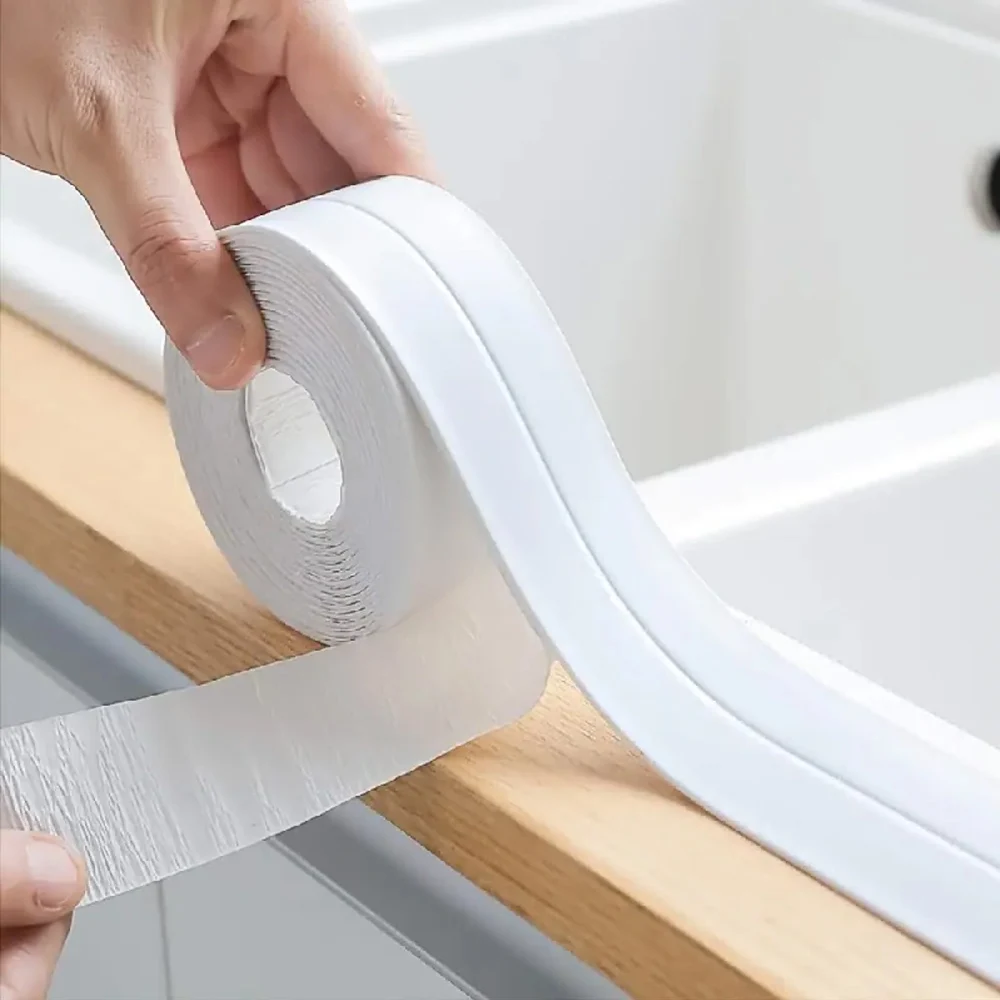 Cinta de sellado de PVC impermeable de fácil aplicación: tira de calafateo transparente y antimoho para fregaderos de cocina y baño, inodoros y bañera
