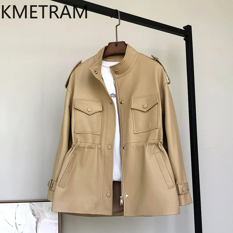 100% Sheepskin Genuine Leather Jacket Women New in Outerwears 2024 Autumn Winter Clothes Womens Jackets Retract Waist дубленка
