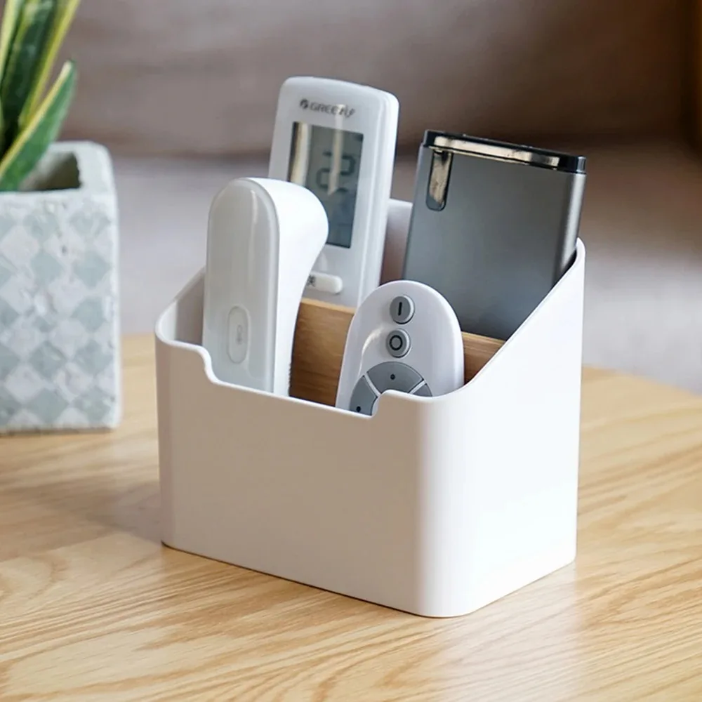 2/4 Grids Multi Functional Desktop Bamboo And Wood Compartment Storage Box With Detachable Bamboo And Wood Partitions