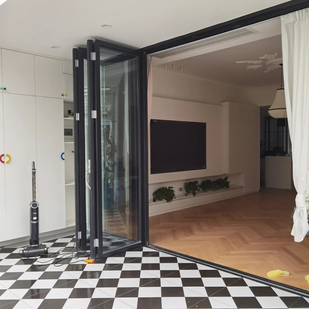 Sixinalu Accordion Front Doors Folding Exterior Interior Aluminum Sliding Double Glass Garden Door Home Decor Custom Panel