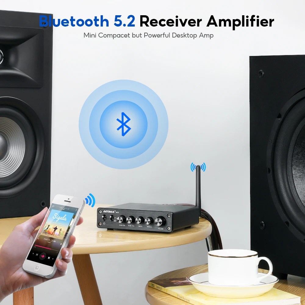 AIYIMA TPA3116 Loa Siêu Trầm Ampli Bluetooth HiFi TPA3116D2 2.1 Âm Thanh Kỹ Thuật Số Bộ Khuếch Đại Công Suất 50Wx2 + 100W Âm Thanh Amplificador A03