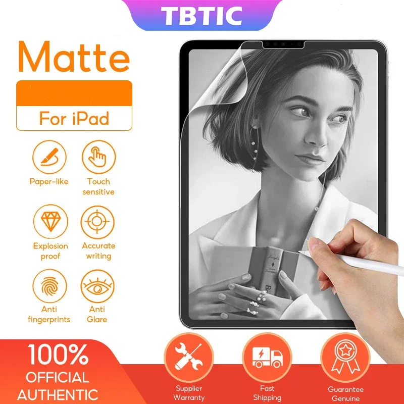 Protector de pantalla mate TBTIC para IPad Air6 M2 Pro11 M4 2024 Air 5 4 10,9 10th 9th 8th 7th Gen 10,2 6th 5th 9,7 Pro13 12,9 Mini 6