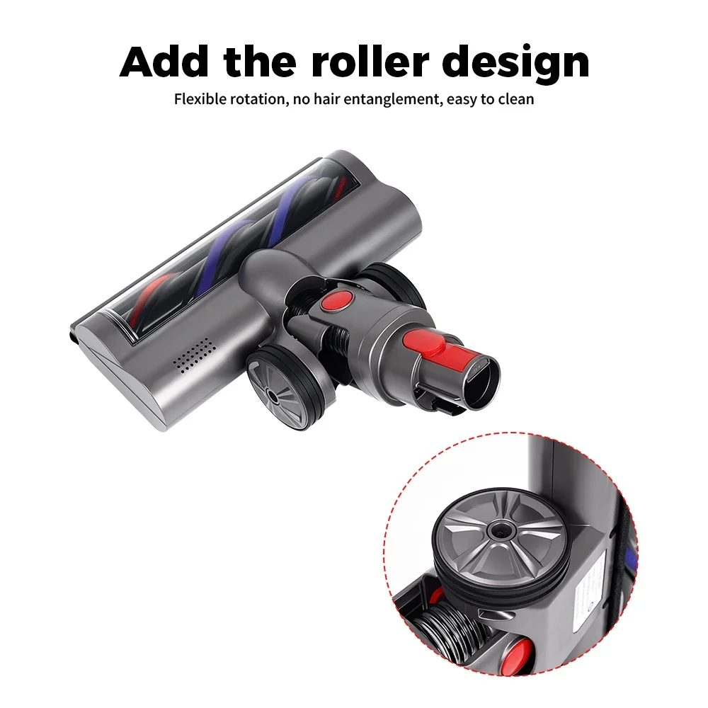 Cordless Vacuum Cleaner Roller Brush Head for Dyson V7 V8 V10 V11 V15 Quick-Release Motorhead with LED Headlight,Roller brush
