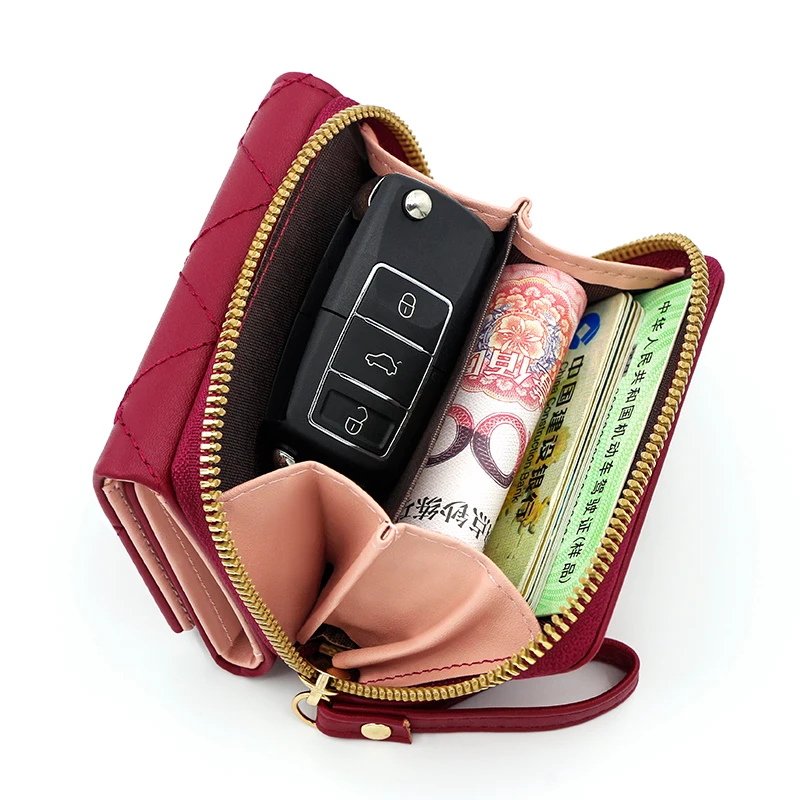 Love Embroidered Wallet Women's Short Zero Wallet Women's Triple Fold Bag Multi Card Large Capacity Versatile Fashion Wallet