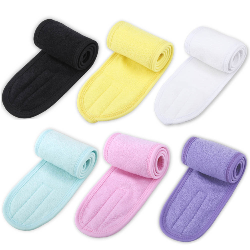 Extensión de pestañas, diadema facial de Spa, envoltura para la cabeza, diadema de tela de rizo, toalla elástica de maquillaje con cinta mágica, accesorios de maquillaje