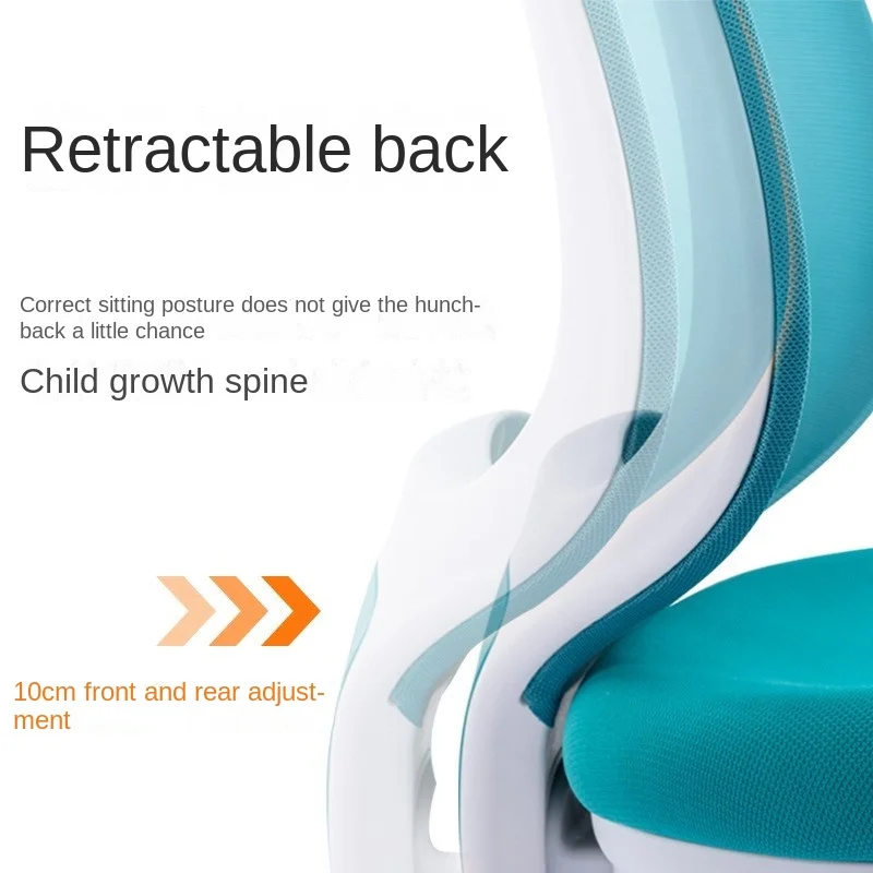 La silla de estudio para niños se puede subir y bajar, asiento para el hogar, escritorio para estudiantes, silla de escritura para respaldo de la silla para sentarse correcta