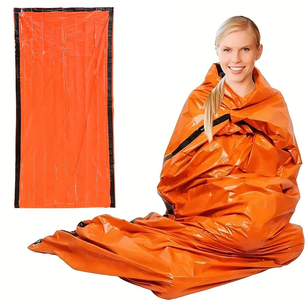 Saco de dormir portátil à prova d'água para sobrevivência de emergência, equipamento de acampamento edc ao ar livre, saco térmico, kit de primeiros socorros, cobertor mylar