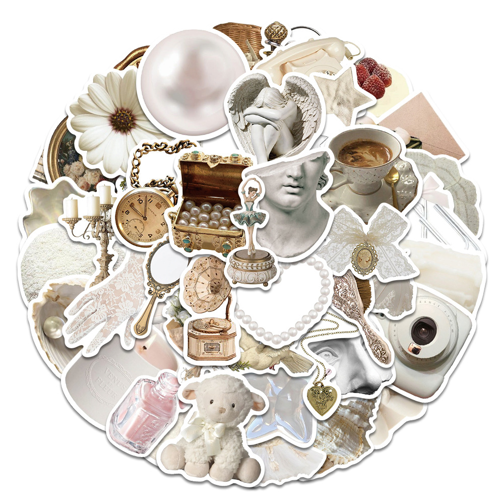 子供のための防水落書きステッカー、美的装飾ステッカー、旅行かばん、カップ、ラップトップ、電話、スクラップブック、ノートブック、白、コイン、10、30、50個