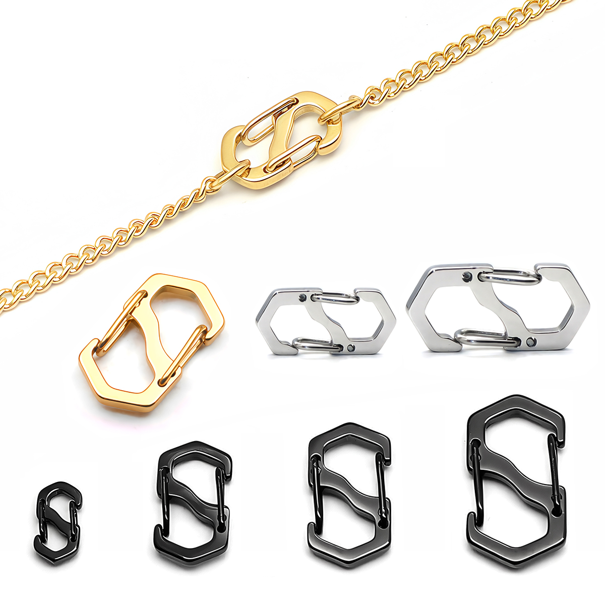 3-5 шт., пряжка из нержавеющей стали с буквой S, пружинная застежка-лобстер, крючки, разъемы для ожерелья, браслета, принадлежности для самостоятельного изготовления ювелирных изделий