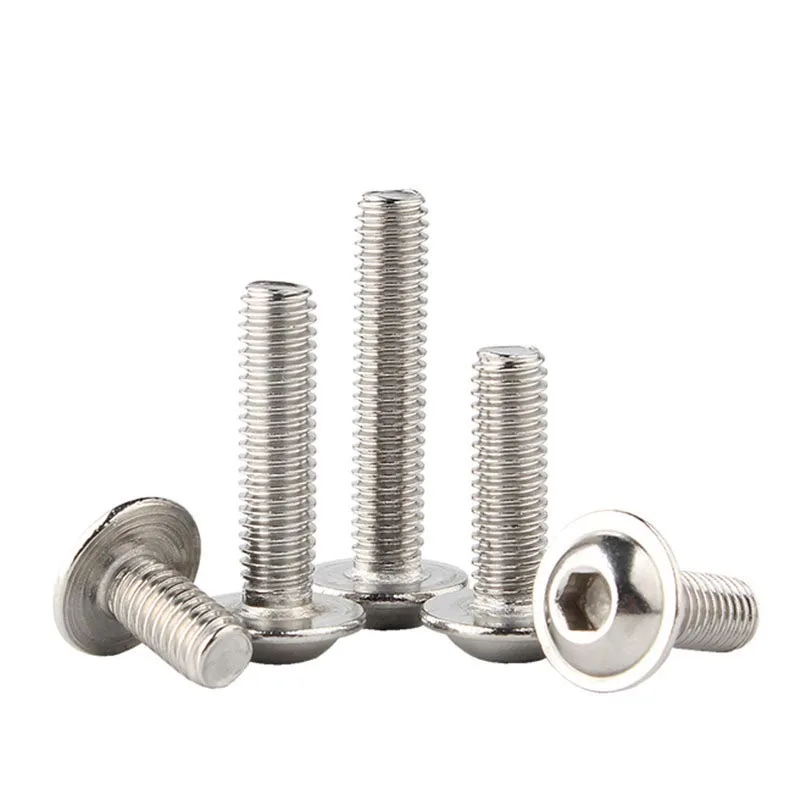 10 unids/lote M2 M2.5 M3 M4 M5 M6 M8 M10 A2-70 tornillos de cabeza de botón hexagonal de acero inoxidable con perno de Collar