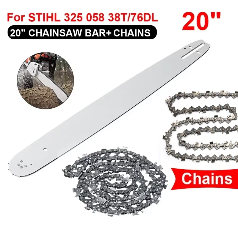 Barra guía de motosierra de 20 pulgadas con cadena de sierra 325 76DL para cortador de soporte de sierra STIHL MS290 MS291-310-340-360-380-391-440