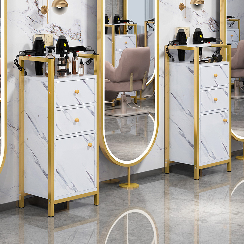 Carrito auxiliar para peluquería, carrito giratorio dorado para Hotel, Bar profesional, maquillaje, estética, Spa, muebles de Metal