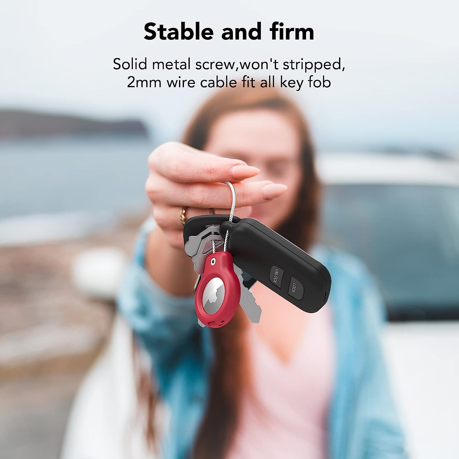 Compatível com suporte seguro Apple AirTag com cabo de fio Air Tag Lock Case chaveiro chaveiro chaveiro etiqueta de bagagem para chaves