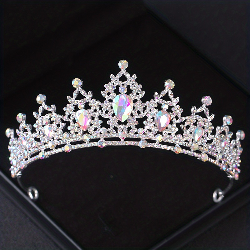 Bruiloft Haar Tiara Kristal Bruids Tiara Kroon Zilver Kleur Diadeem Sluier Tiara Bruiloft Haaraccessoires Hoofddeksels Hoofd Sieraden