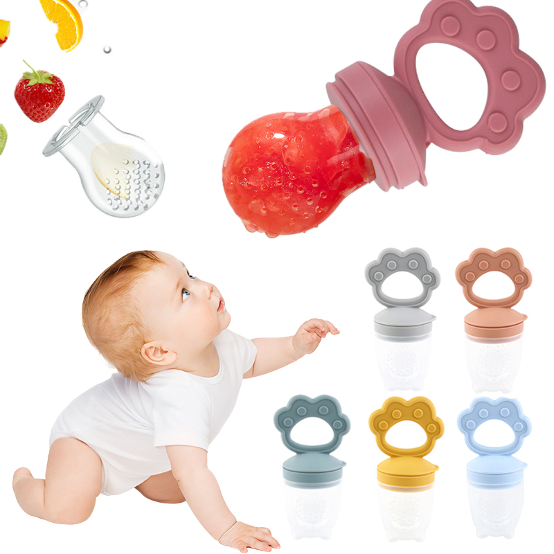 Juguete de silicona para jugo de frutas y verduras, juguete de goma para bebé, palo de molienda de dientes para masticar dibujos animados, herramienta auxiliar de alimentos, utensilios seguros para el cuidado del bebé