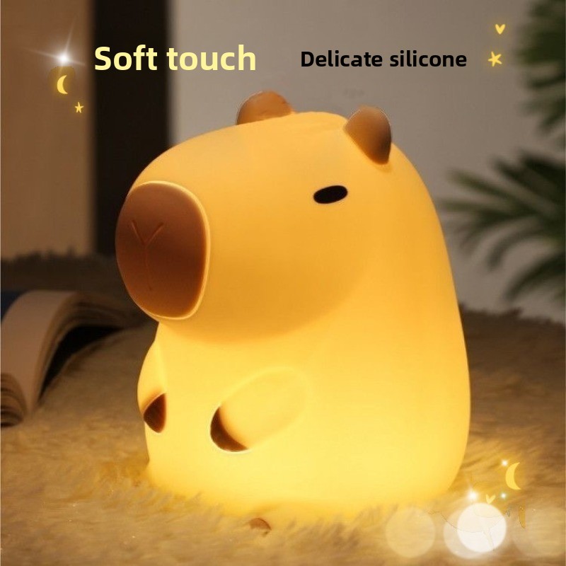 Cute Cartoon Capybara Night Light Battery Dimming Sleep Night Lamp for Children's Room Decor