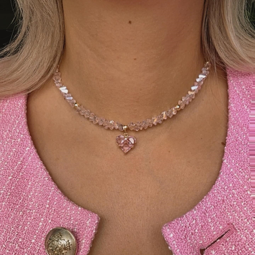 Collar con colgante de corazón de circón para mujer, joyería Vintage Sexy, estilo bohemio, geométrico, barroco, cadena de cristal transparente