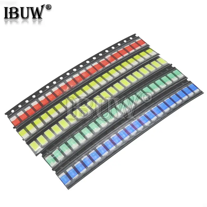 100 PZ = 5 colori x 20 pezzi 5050 5703 1210 1206 0805 0603 Assortimento diodi LED Kit diodi LED SMD Verde/ROSSO/Bianco/Blu/Giallo
