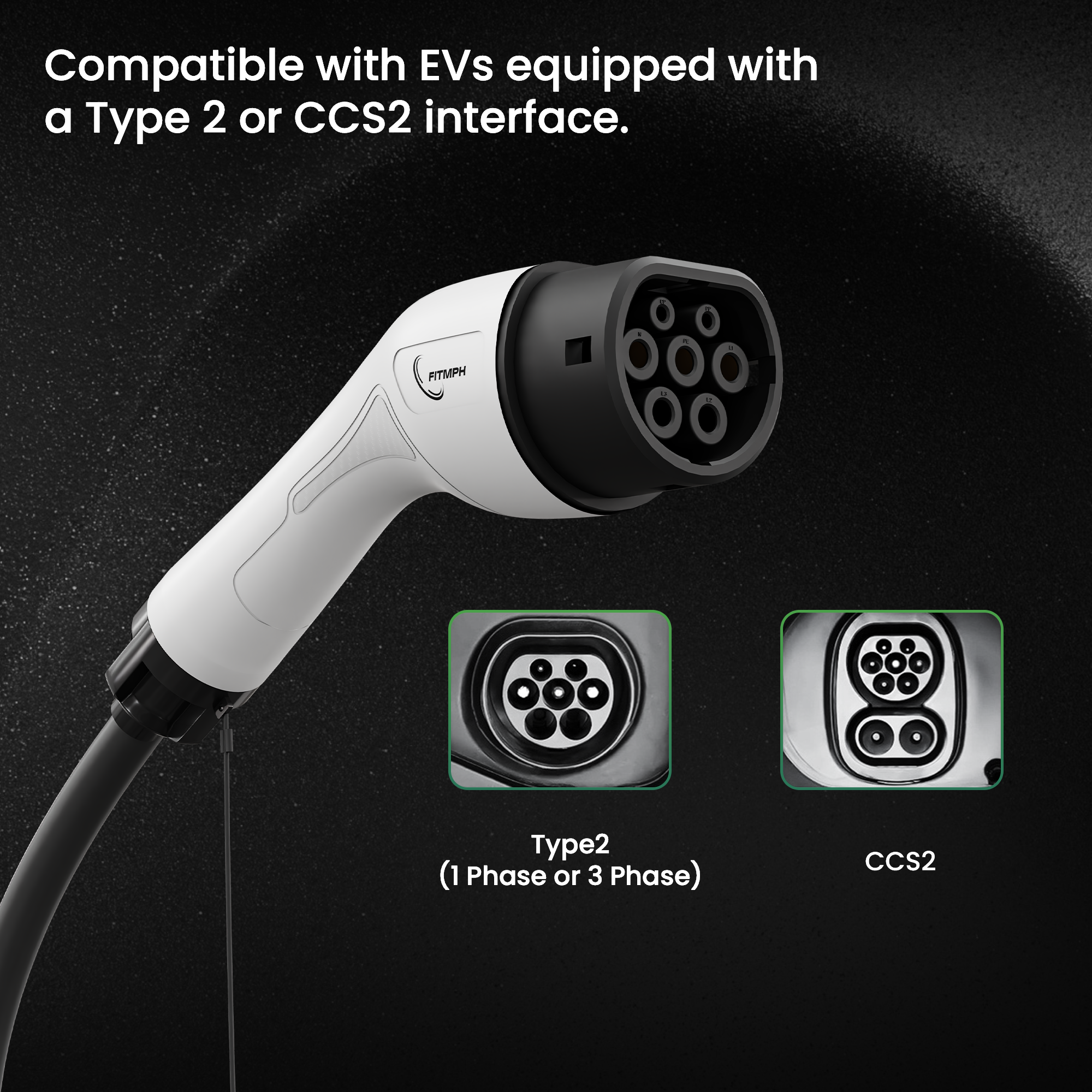 Кабель FITMPH Type 2–Type 2, 3,5 кВт, 16 А, 1 фаза, 4 метра, кабель для зарядки электромобилей Mode 3 IEC62196-2 для электромобилей и PHEV