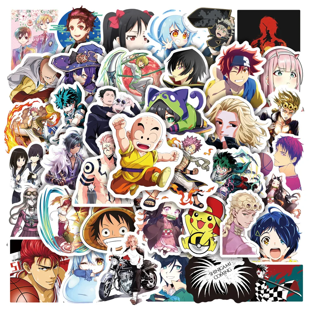 50/100Pcs Mixed Anime Stickers Cartoon Sticker Decals Laptop Motorcycle Luggage Phone Waterproof Sticker for Children Toy
