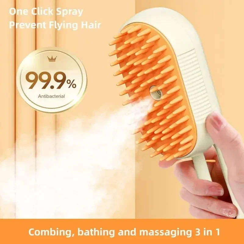 แปรงอบไอน้ํา Scratcher สําหรับแมวไอน้ํา 3 ใน 1 แปรงสัตว์เลี้ยงแมวแปรงอบไอน้ําหวีแปรงสุนัขไฟฟ้าสเปรย์แปรงแมวหวีนวด