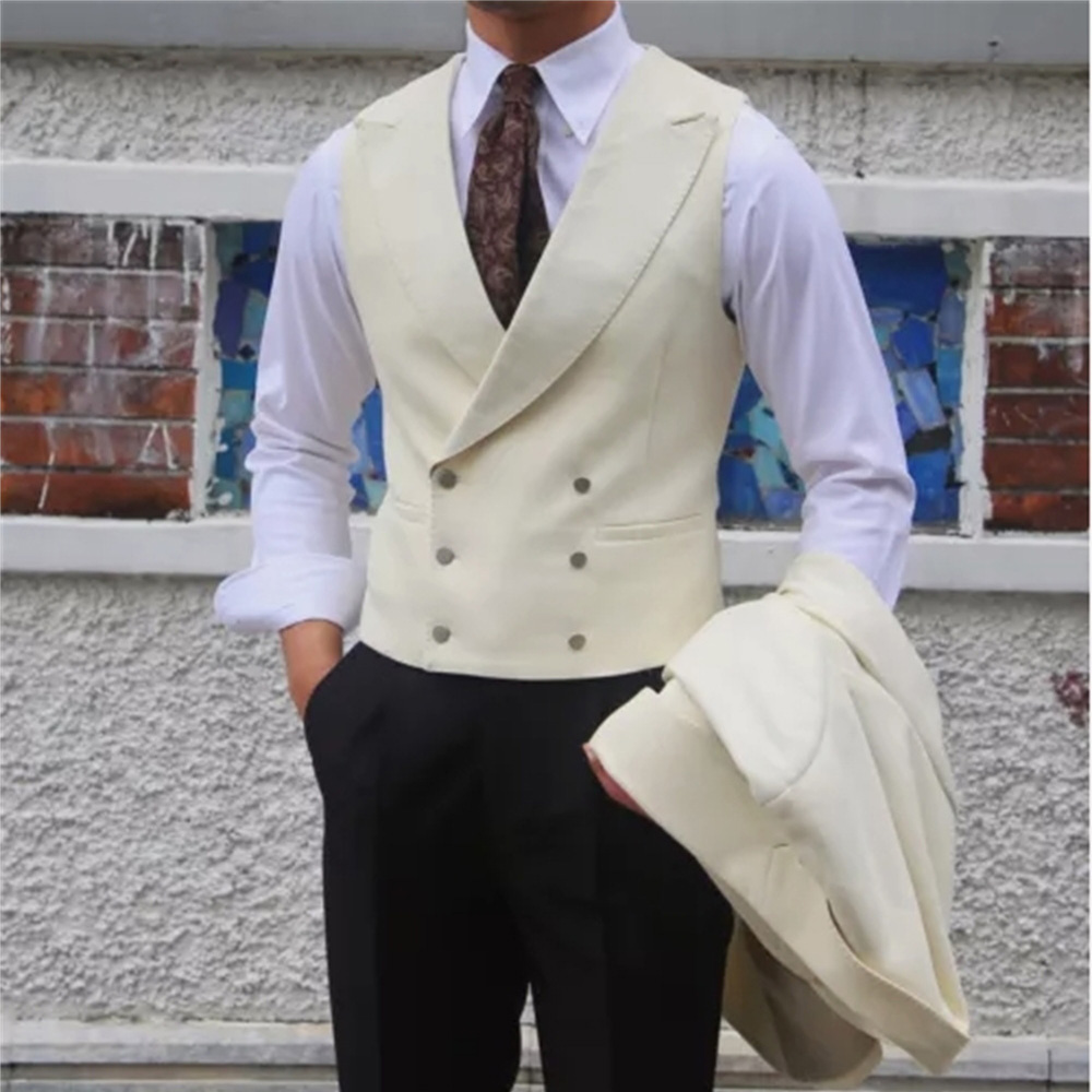 Colete masculino da moda, vestido formal, terno para vestido de casamento feito sob medida, slim fit, colete trespassado, colete masculino 자