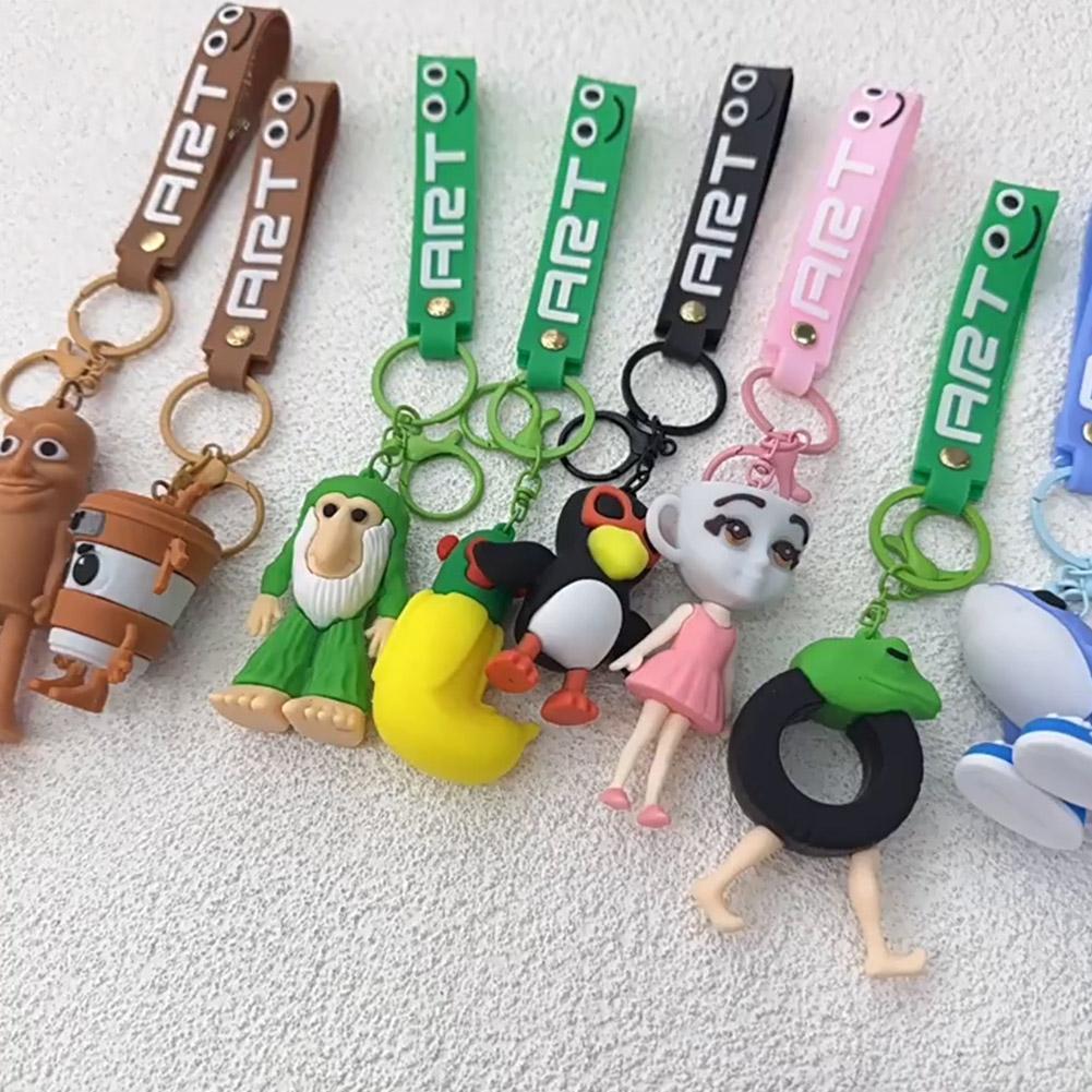 Tralalero Tralala Animals Keychains Anime Tung Tung Sahur Brainrot Car Keys Ring Action Figures Toy Keychains Bags Pendant